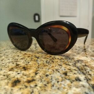 RARE VTG Eyevan Sunglasses Ladies Thick Black & Tortoise Cat Eye E-55 Japan